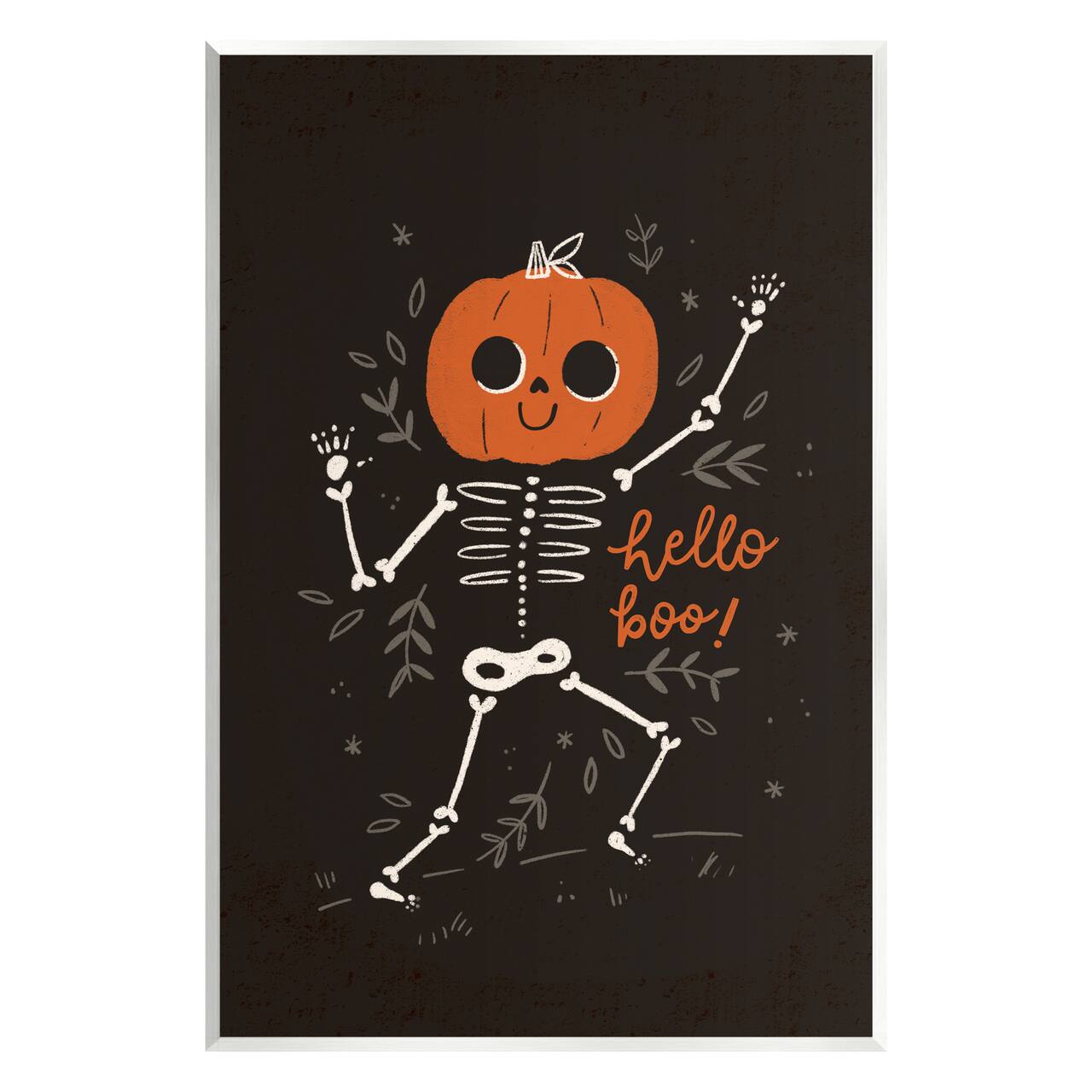 Stupell Industries Hello Boo Halloween Smiling Skeleton Wall Plaque Art